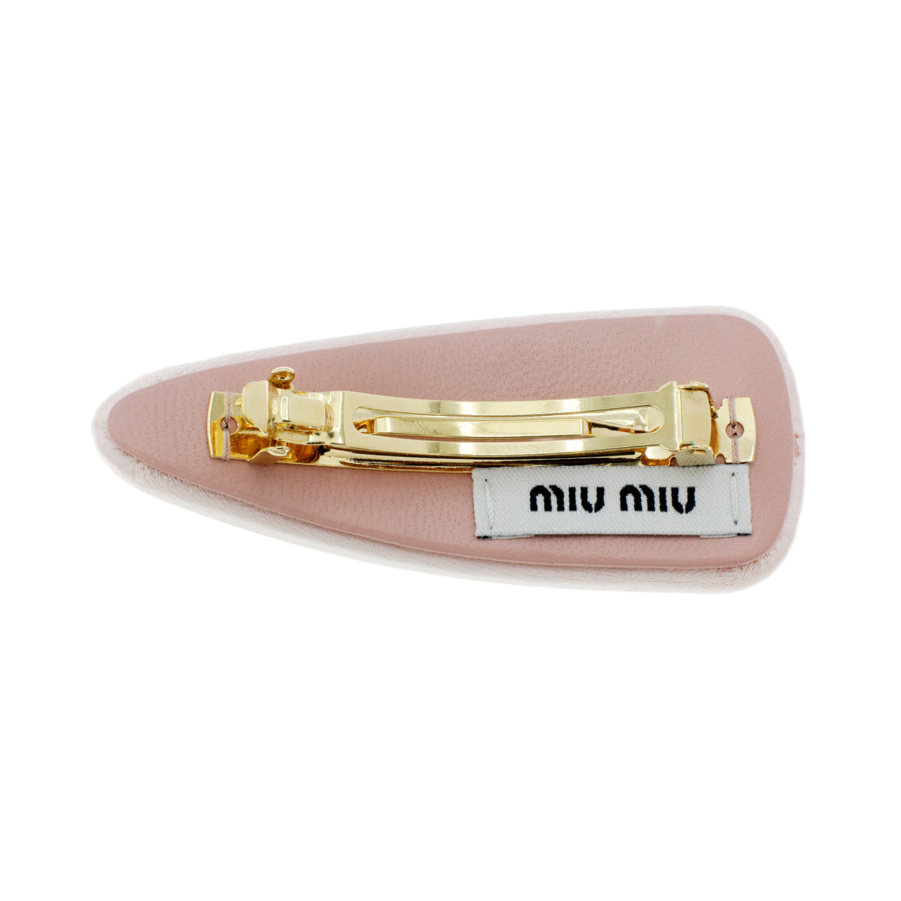 Exclusive Miu Miu Pink Satin Hair Clip — Side View