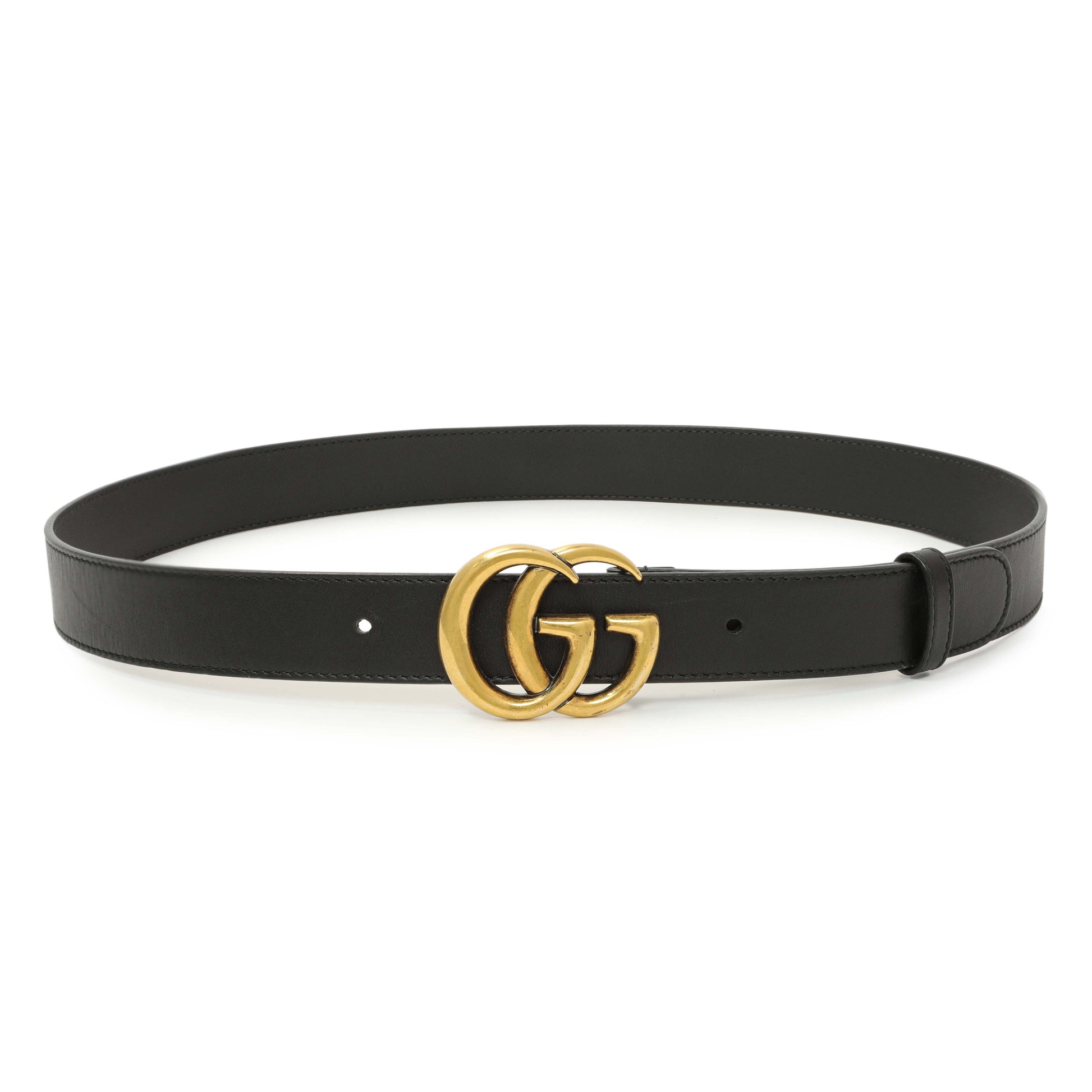 Exclusive Gucci Black Calfskin Double G 30mm Belt — Front View