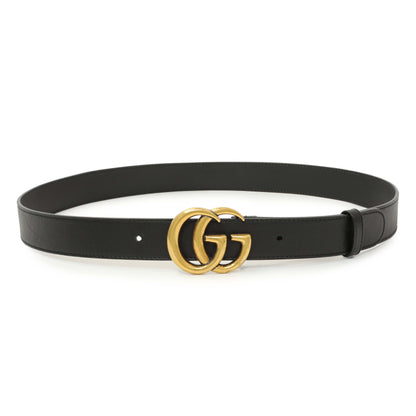 Exclusive Gucci Black Calfskin Double G 30mm Belt — Front View