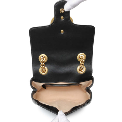 Exclusive Gucci Black Calfskin Matelasse Mini GG Marmont Square Shoulder Bag — Top View