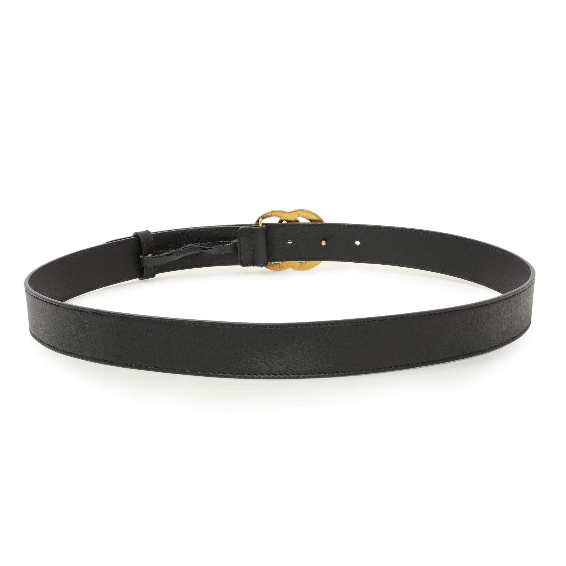 Exclusive Gucci Black Calfskin Double G 30mm Belt — Side View