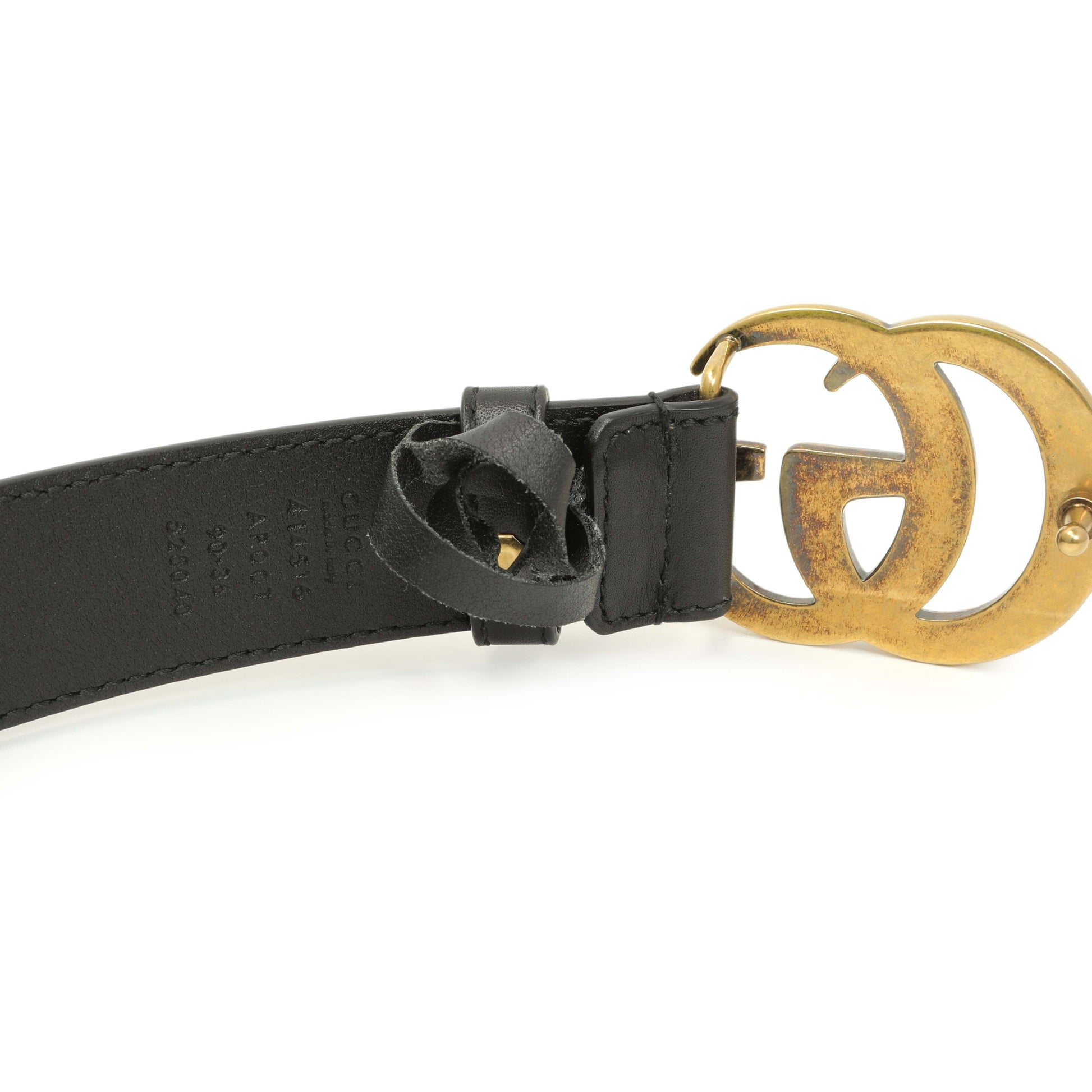 Exclusive Gucci Black Calfskin Double G 30mm Belt — Top View