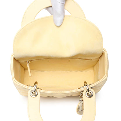 Exclusive Christian Dior Light Yellow Lambskin Cannage Small My ABCDior Lady Dior — Top View