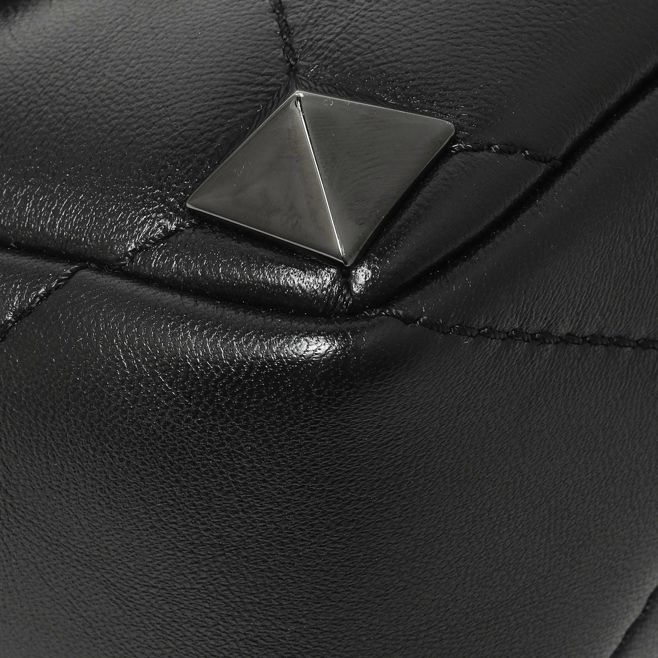 Exclusive Valentino Black Nappa Monochrome Medium Roman Stud Shoulder Bag — Top View
