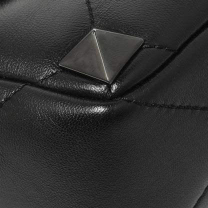 Exclusive Valentino Black Nappa Monochrome Medium Roman Stud Shoulder Bag — Top View