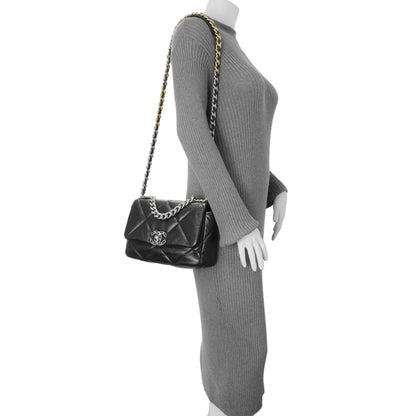 Exclusive Chanel Black Lambskin Quilted Medium Chanel 19 Flap — Alternate View 7