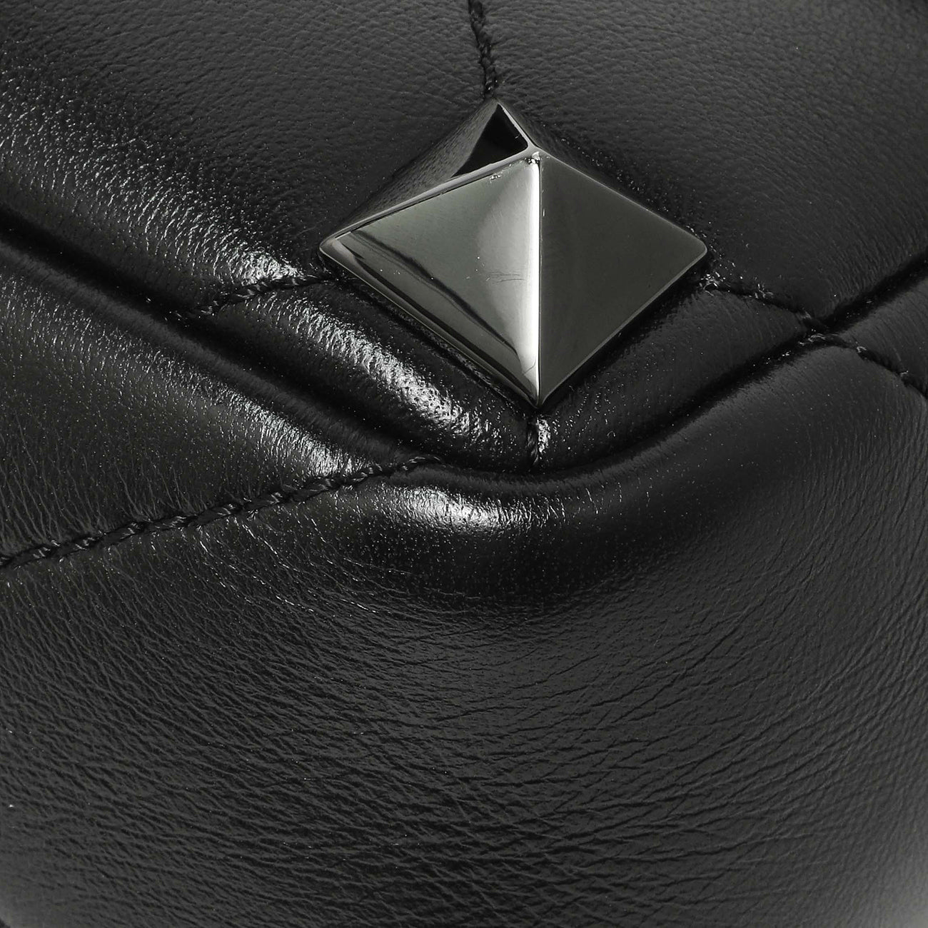 Exclusive Valentino Black Nappa Monochrome Medium Roman Stud Shoulder Bag — Detail View