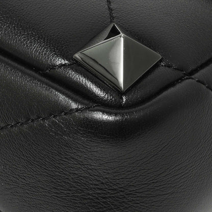 Exclusive Valentino Black Nappa Monochrome Medium Roman Stud Shoulder Bag — Detail View