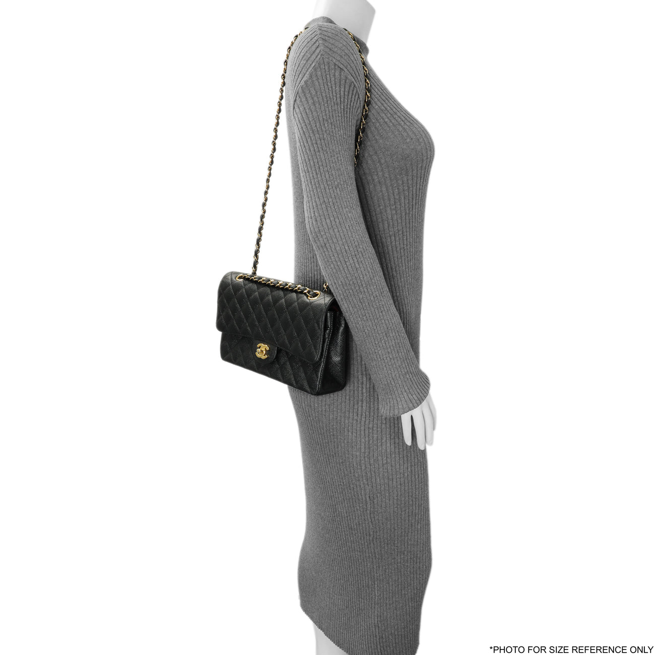 Exclusive Chanel Black Quilted Caviar Medium Classic Double Flap — Alternate View 7
