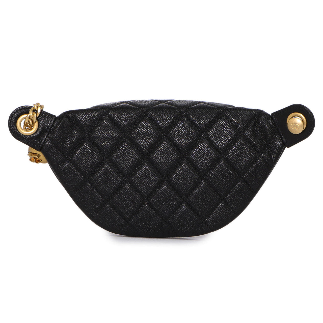 Exclusive Chanel Black Quilted Caviar Sweetheart Bum Bag — Side View