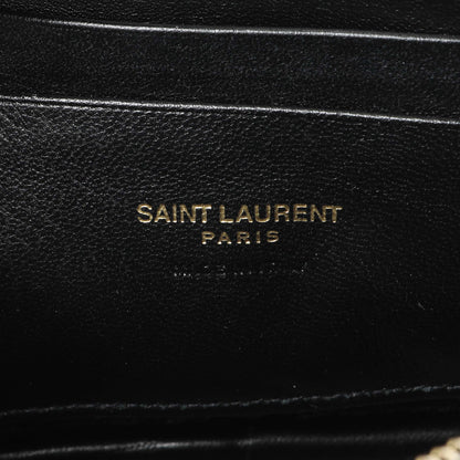 Exclusive Saint Laurent Black Grain De Poudre Matelasse Monogram Mini Lou Camera Bag — Detail View