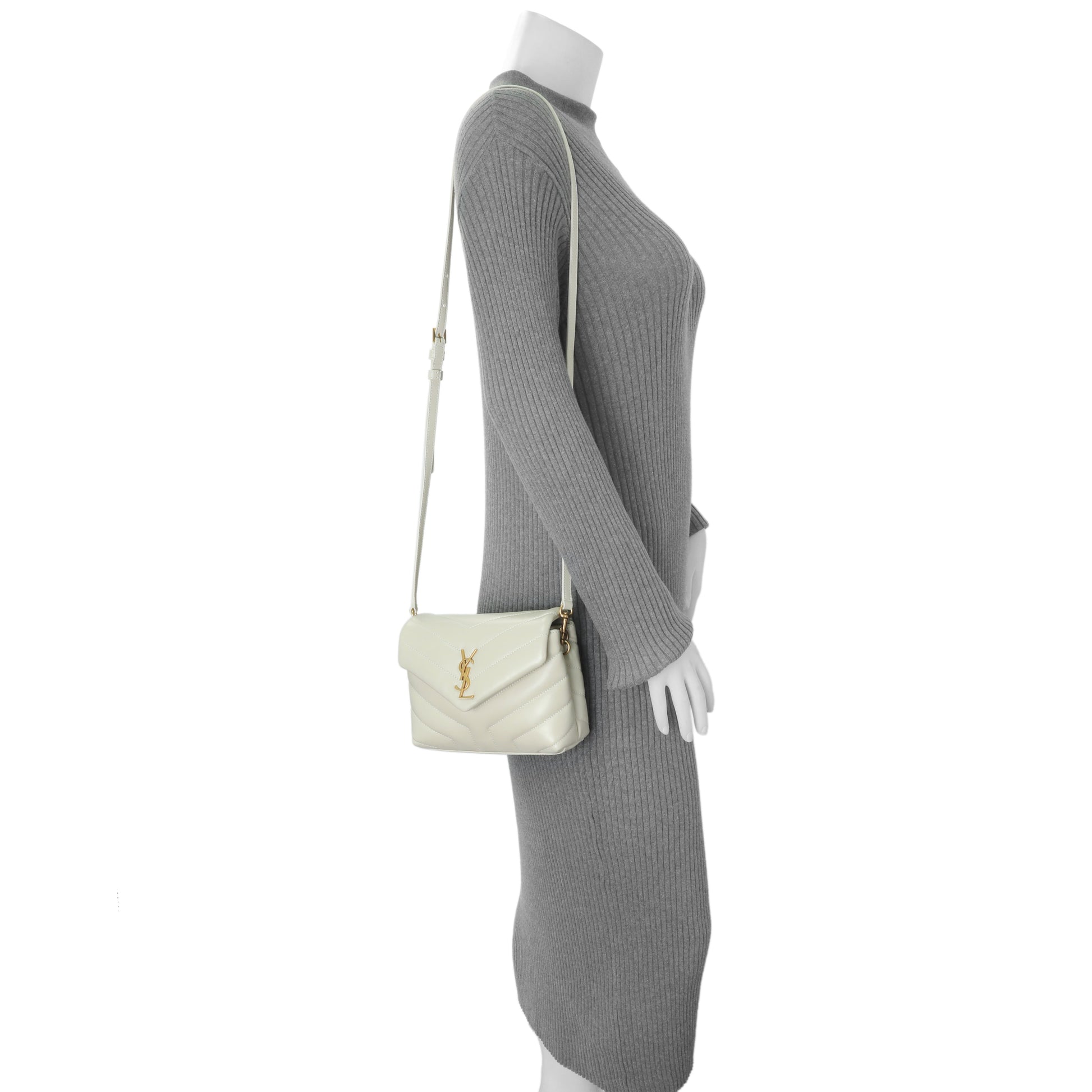 Exclusive Saint Laurent Crema Calfskin Monogram Toy Loulou Crossbody — Alternate View 11