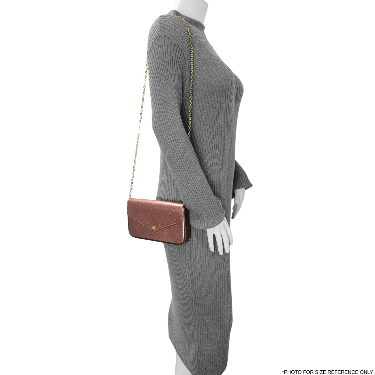 Exclusive Louis Vuitton Metallic Pale Pink Vernis Pochette Felicie Chain Wallet — Alternate View 7