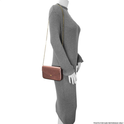 Exclusive Louis Vuitton Metallic Pale Pink Vernis Pochette Felicie Chain Wallet — Alternate View 7
