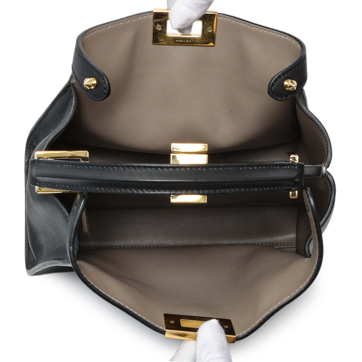 Exclusive Fendi Black Vitello Medium Peekaboo Iconic Essentially Satchel — Alternate View 8