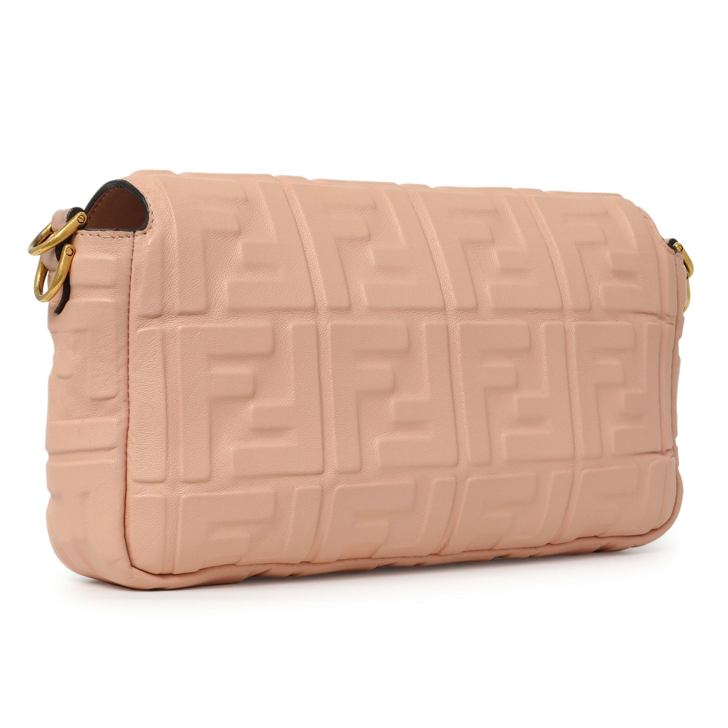 Exclusive Fendi Rosa Bourbon Nappa FF 1974 Embossed Baguette — Side View