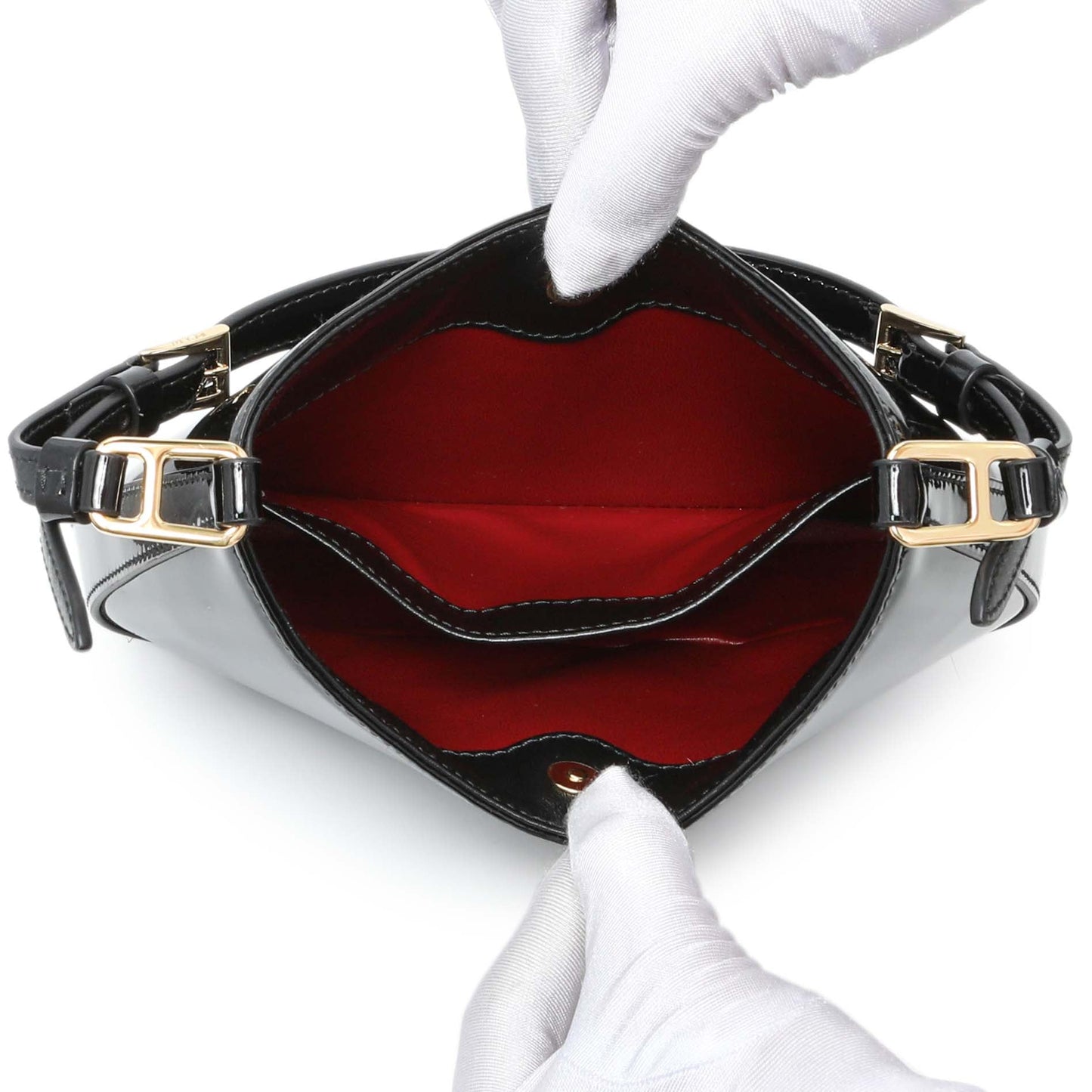Exclusive Prada Black Patent Cleo Bag — Top View