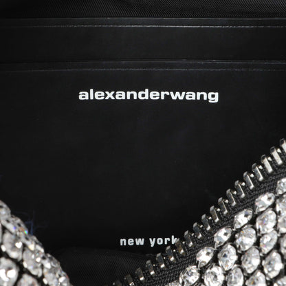 Exclusive Alexander Wang Black Silver Mesh Crystal Rhinestone Mini Heiress Pouch — Detail View