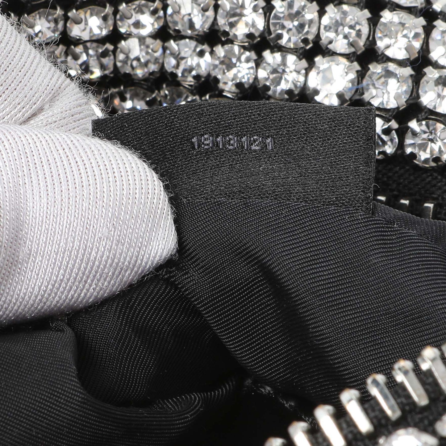 Exclusive Alexander Wang Black Silver Mesh Crystal Rhinestone Mini Heiress Pouch — Lifestyle View