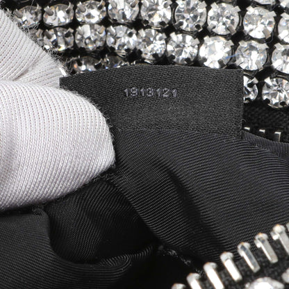 Exclusive Alexander Wang Black Silver Mesh Crystal Rhinestone Mini Heiress Pouch — Lifestyle View