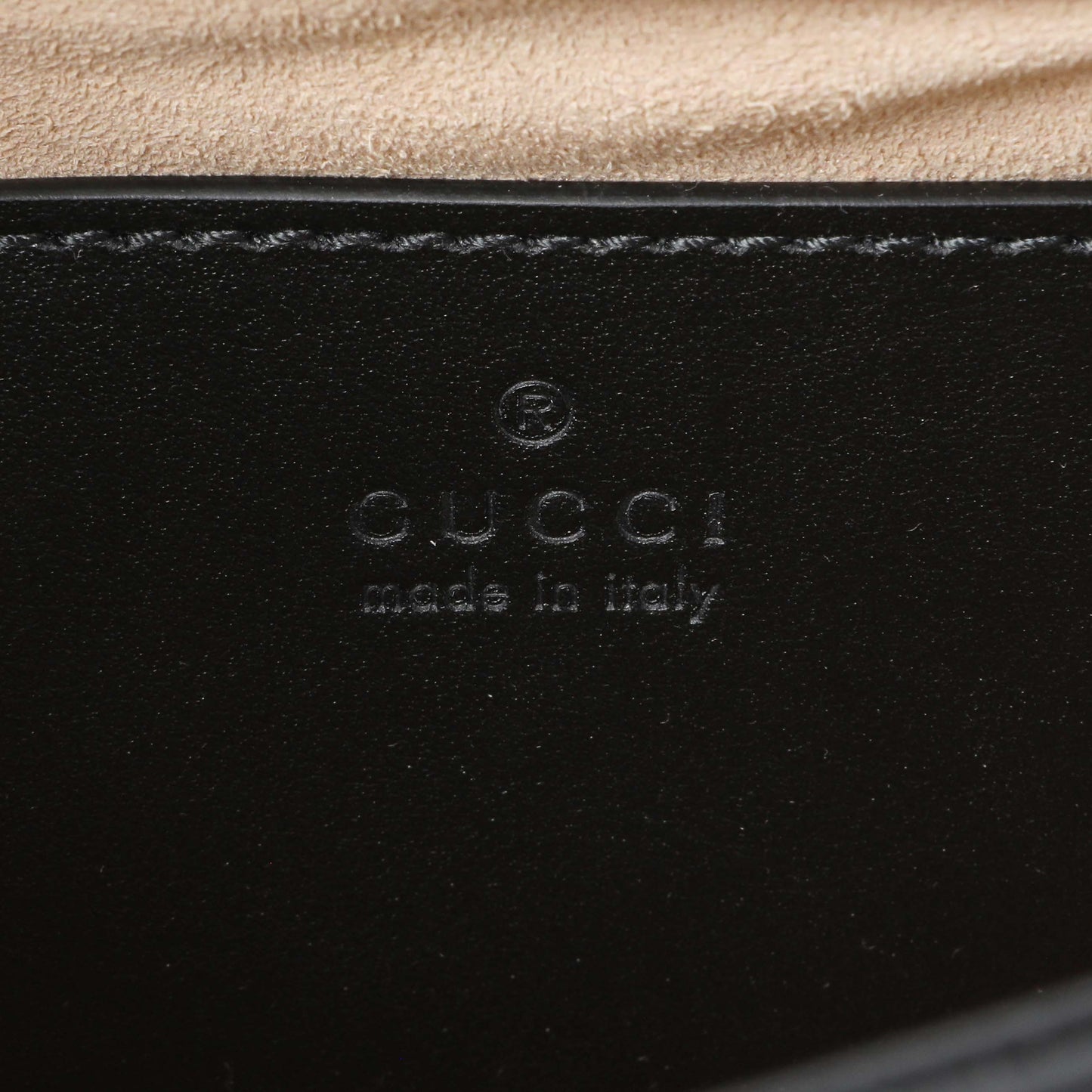 Exclusive Gucci Black Calfskin Matelasse Mini GG Marmont Square Shoulder Bag — Detail View