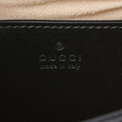 Exclusive Gucci Black Calfskin Matelasse Mini GG Marmont Square Shoulder Bag — Detail View