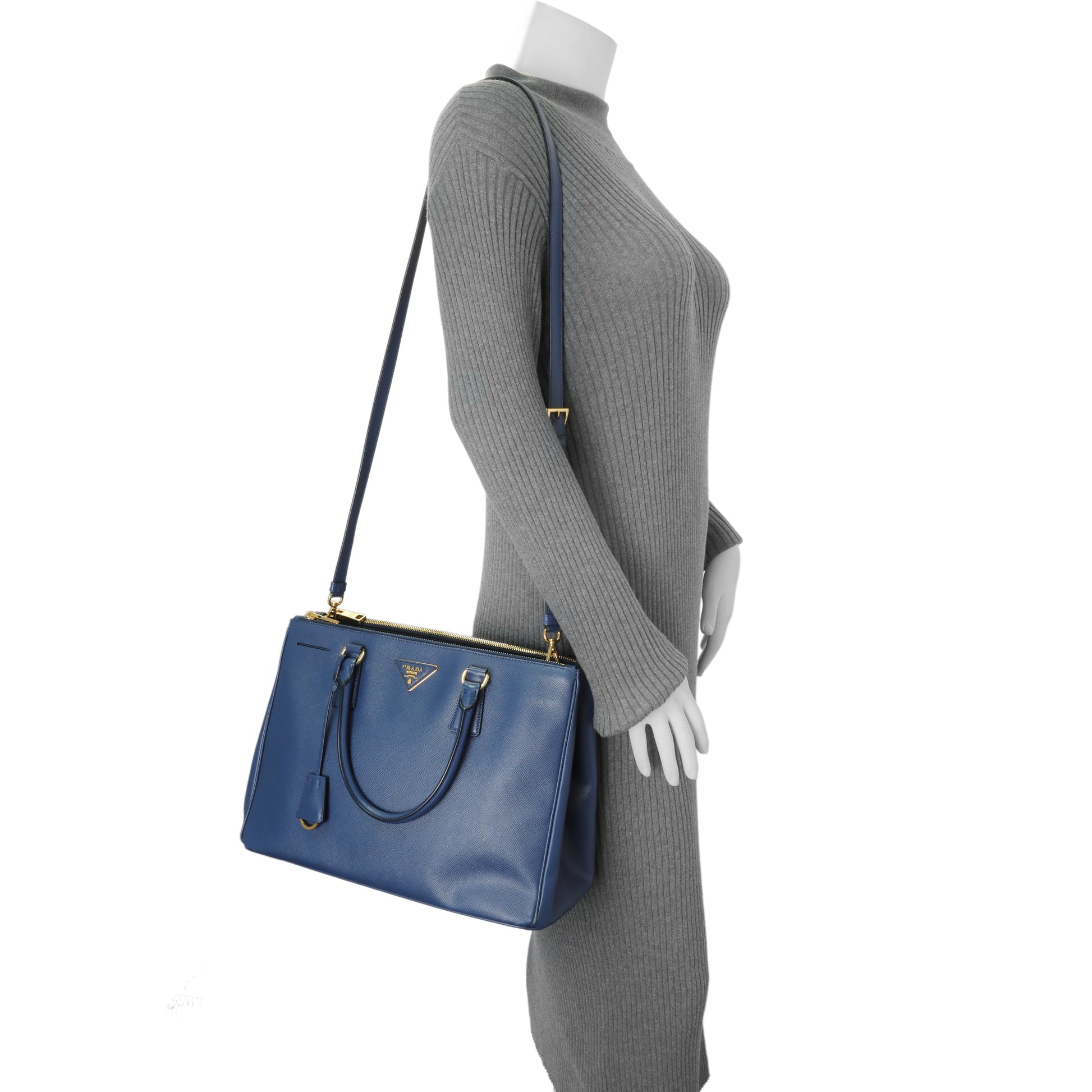 Exclusive Prada Blue Saffiano Medium Galleria Double Zip Tote — Alternate View 13