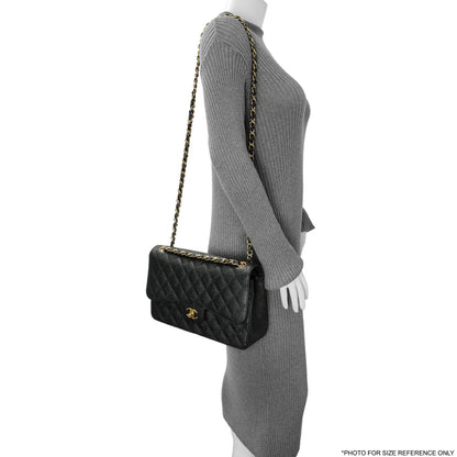 Exclusive Chanel Black Quilted Caviar Jumbo Classic Double Flap — Alternate View 8