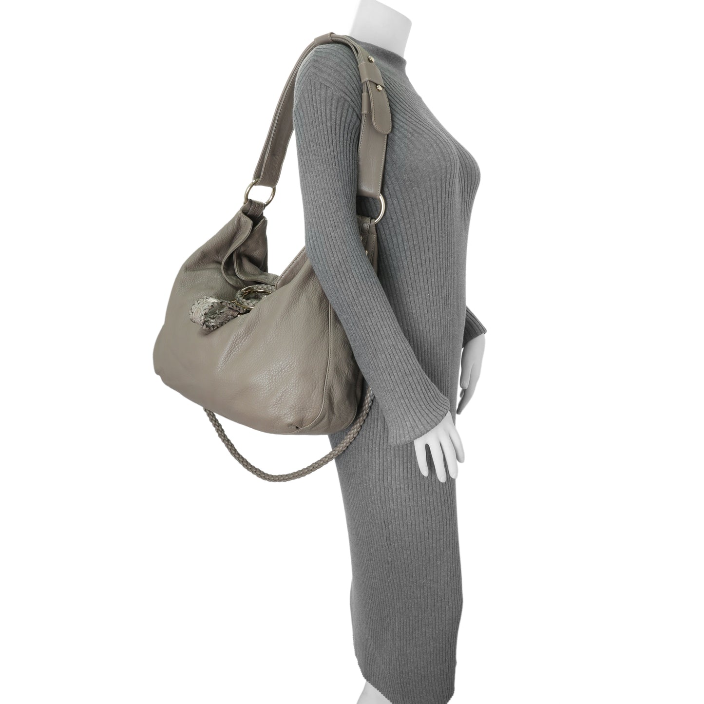 Exclusive Gucci Grey Calfskin G Wave Shoulder Bag — Alternate View 11