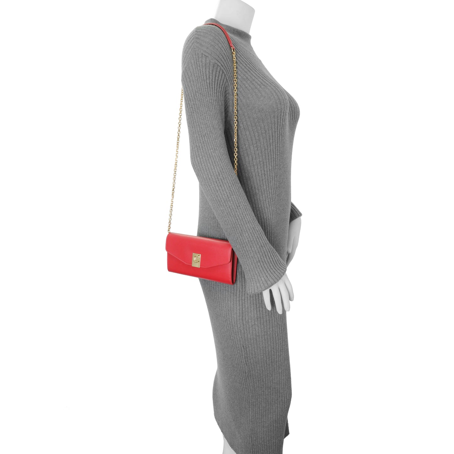 Exclusive Celine Red Calfskin C Wallet on Chain — Alternate View 15