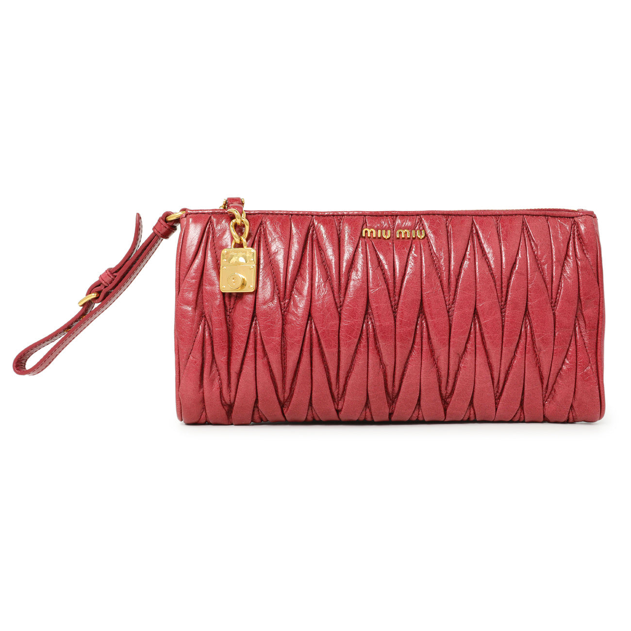 Exclusive Miu Miu Matelasse Wristlet Pouch — Front View