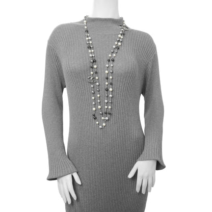 Exclusive Chanel CC Pearl Long Double Strand Necklace — Top View
