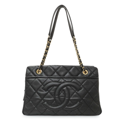 Exclusive Chanel Black Caviar Quilted Timeless CC Soft Tote — Front View