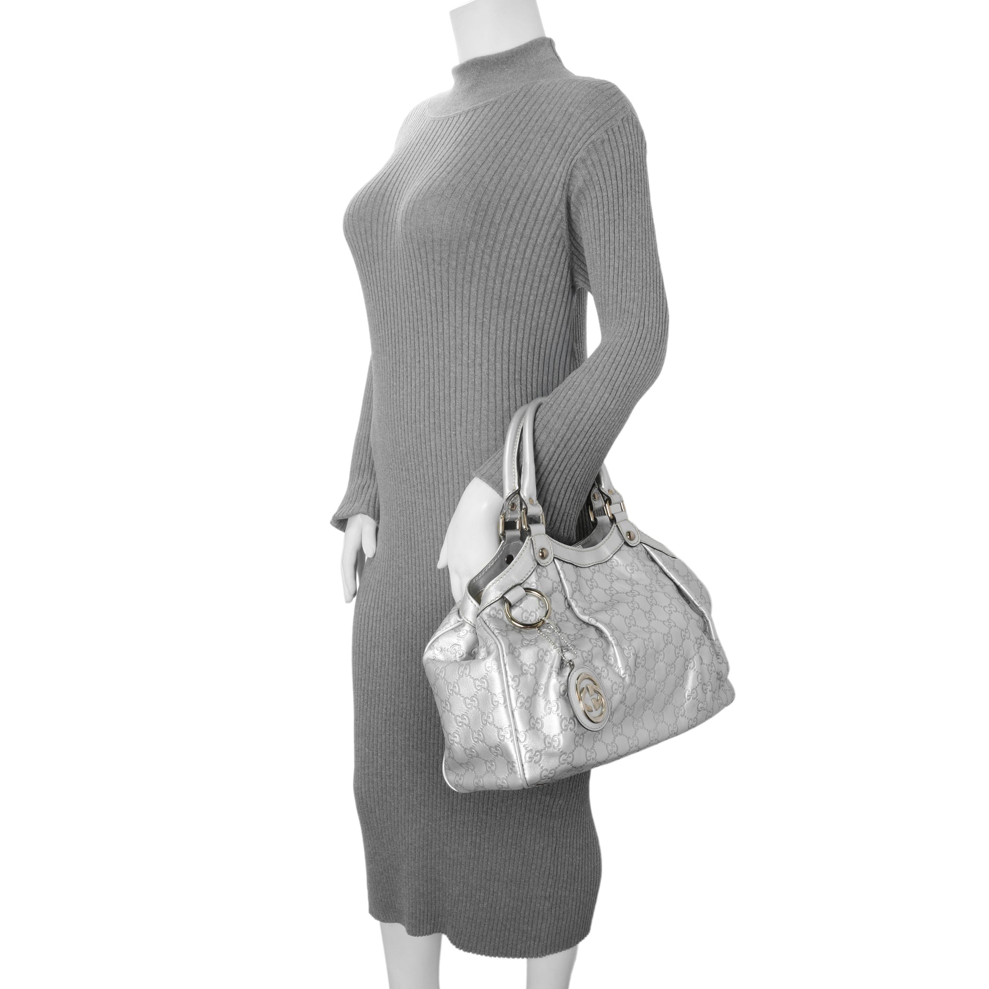 Exclusive Gucci Silver Guccissima Sukey Tote — Alternate View 8