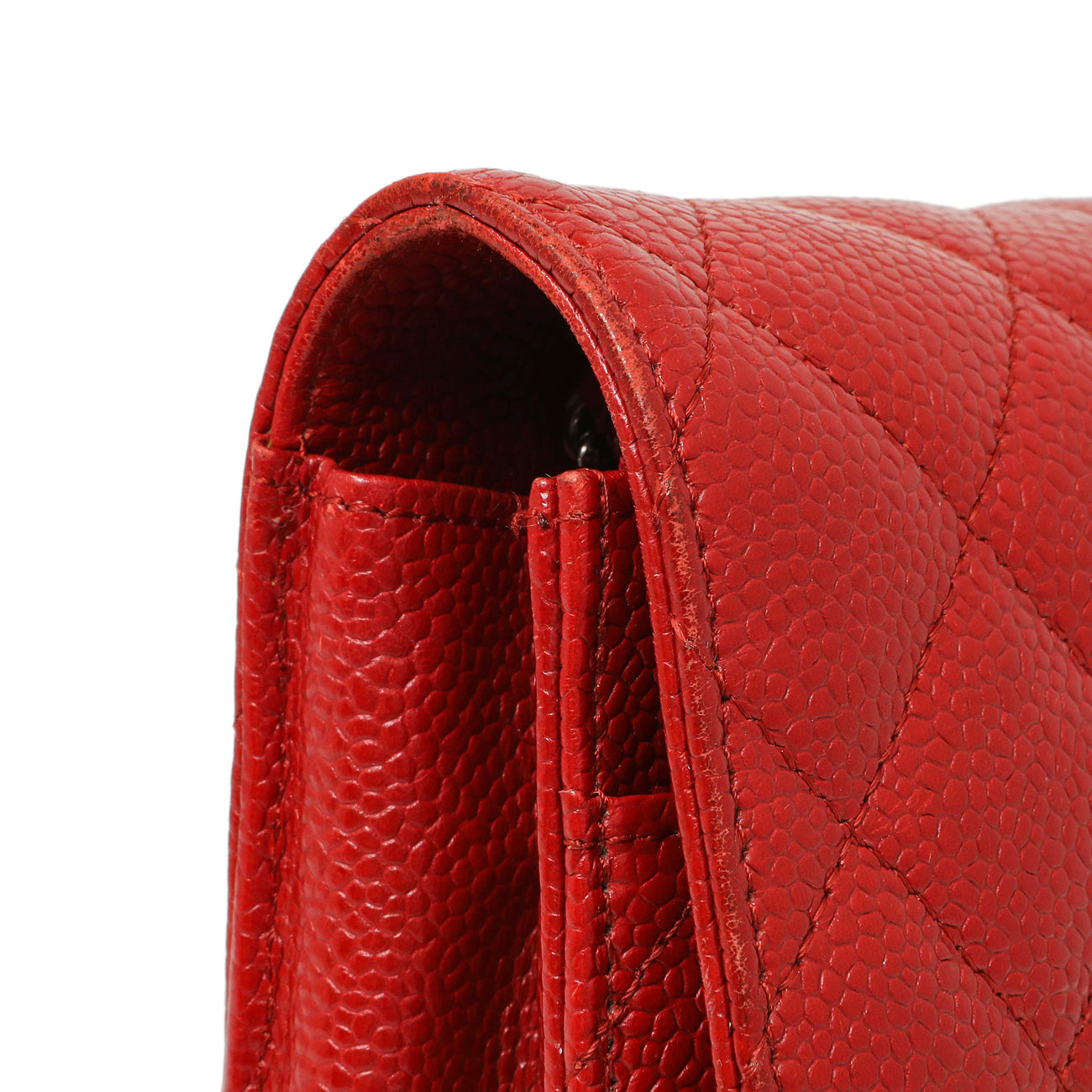 Exclusive Chanel Red Quilted Caviar Classic Wallet on Chain WOC — Alternate View 12
