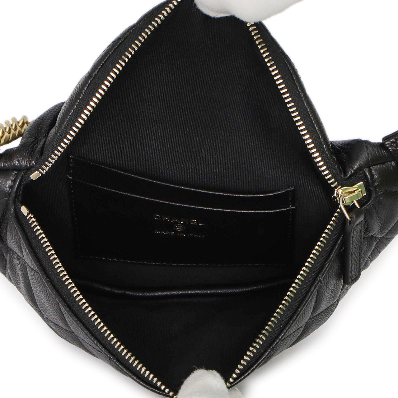 Exclusive Chanel Black Quilted Caviar Sweetheart Bum Bag — Top View