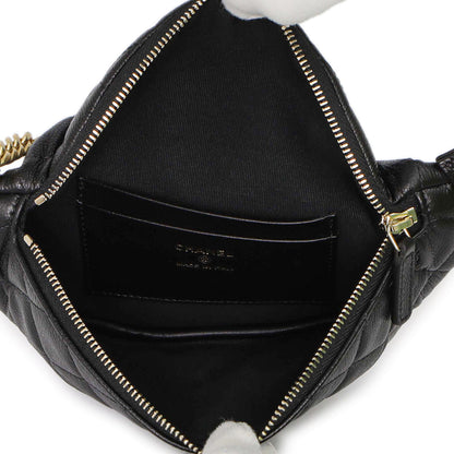 Exclusive Chanel Black Quilted Caviar Sweetheart Bum Bag — Top View