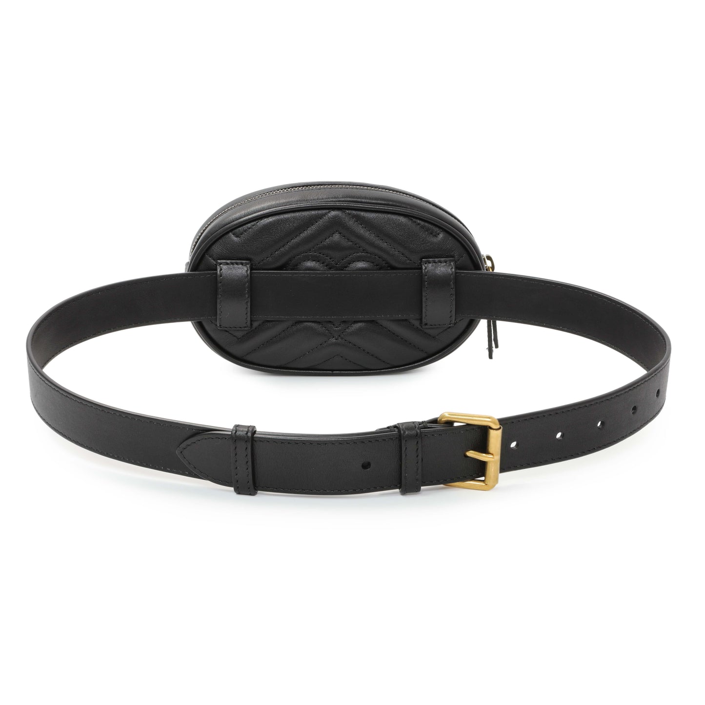 Exclusive Gucci Black Calfskin Matelasse GG Marmont Belt Bag — Side View