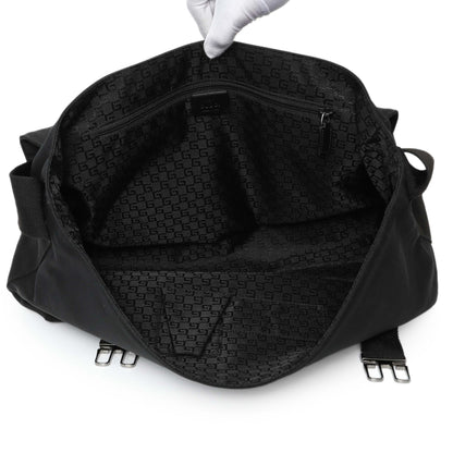 Exclusive Gucci Black Nylon Messenger Crossbody Shoulder Bag — Top View
