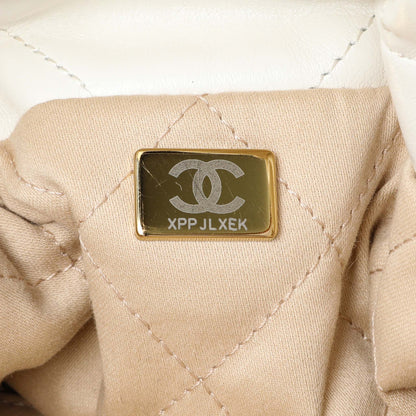 Exclusive Chanel White Shiny Calfskin Quilted Mini Chanel 22 — Alternate View 10