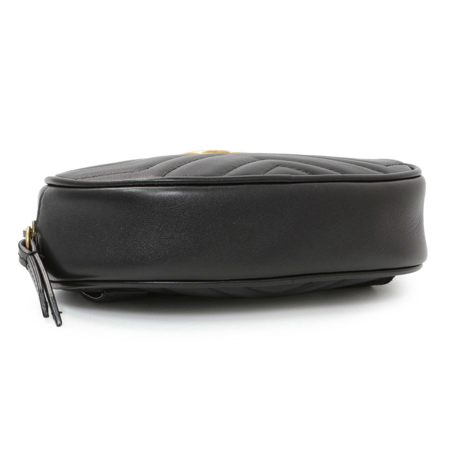 Exclusive Gucci Black Calfskin Matelasse GG Marmont Belt Bag — Back View
