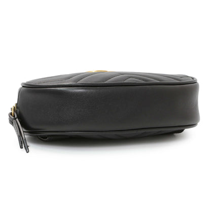 Exclusive Gucci Black Calfskin Matelasse GG Marmont Belt Bag — Back View