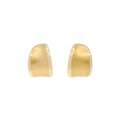 Exclusive 18K Yellow Gold Crescent Hoop Earings — Front View