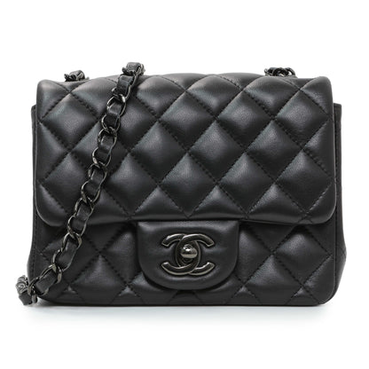 Exclusive Chanel Black Lambskin Mini Flap — Front View