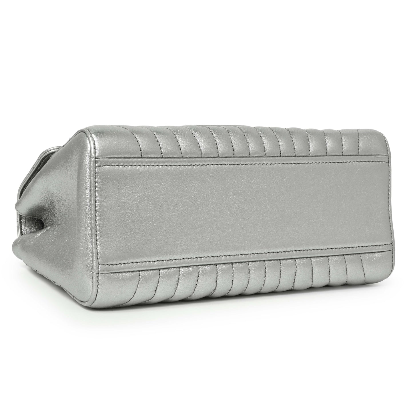 Exclusive Prada Silver Calfskin Diagramme Flap Bag — Back View