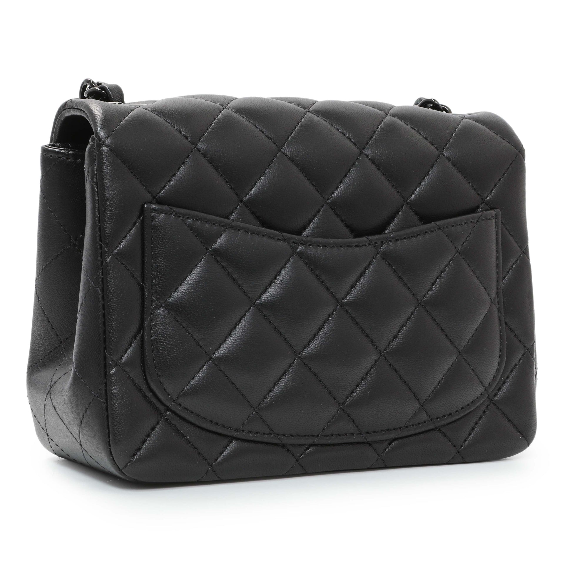 Exclusive Chanel Black Lambskin Mini Flap — Side View
