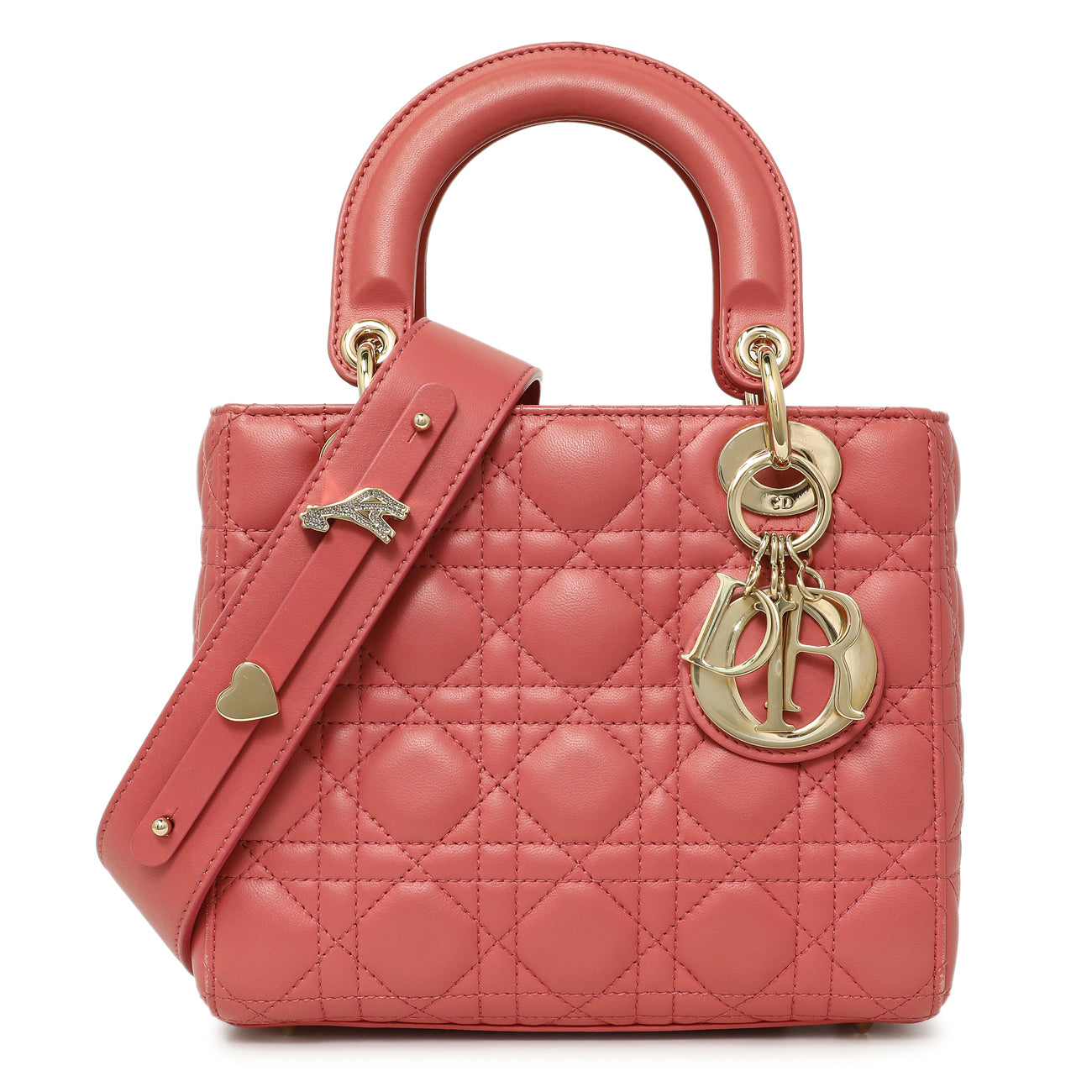 Exclusive Christian Dior Pink Lambskin Cannage Small My ABCDior Lady Dior — Front View