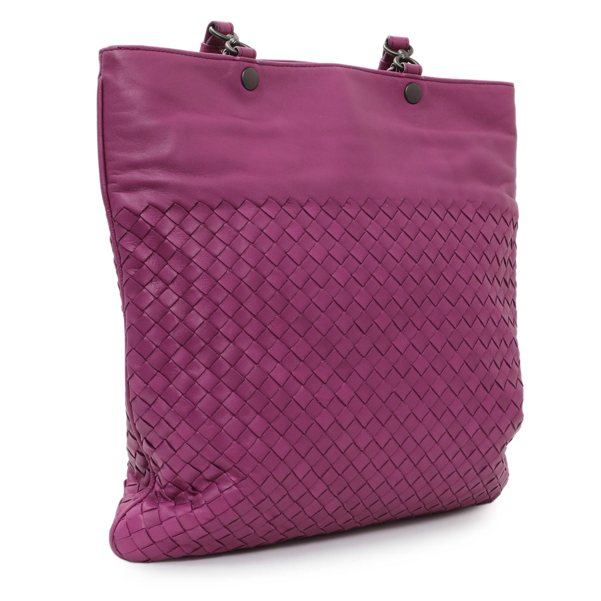 Exclusive Bottega Veneta Purple Nappa Intrecciato Tote — Side View