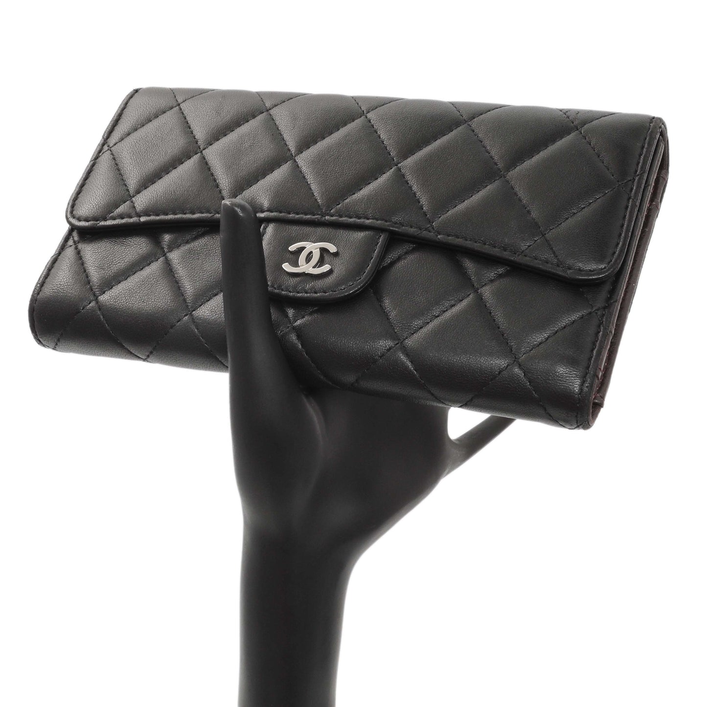 Exclusive Chanel Lambskin Quilted Large Flap Wallet Black — Alternate View 11