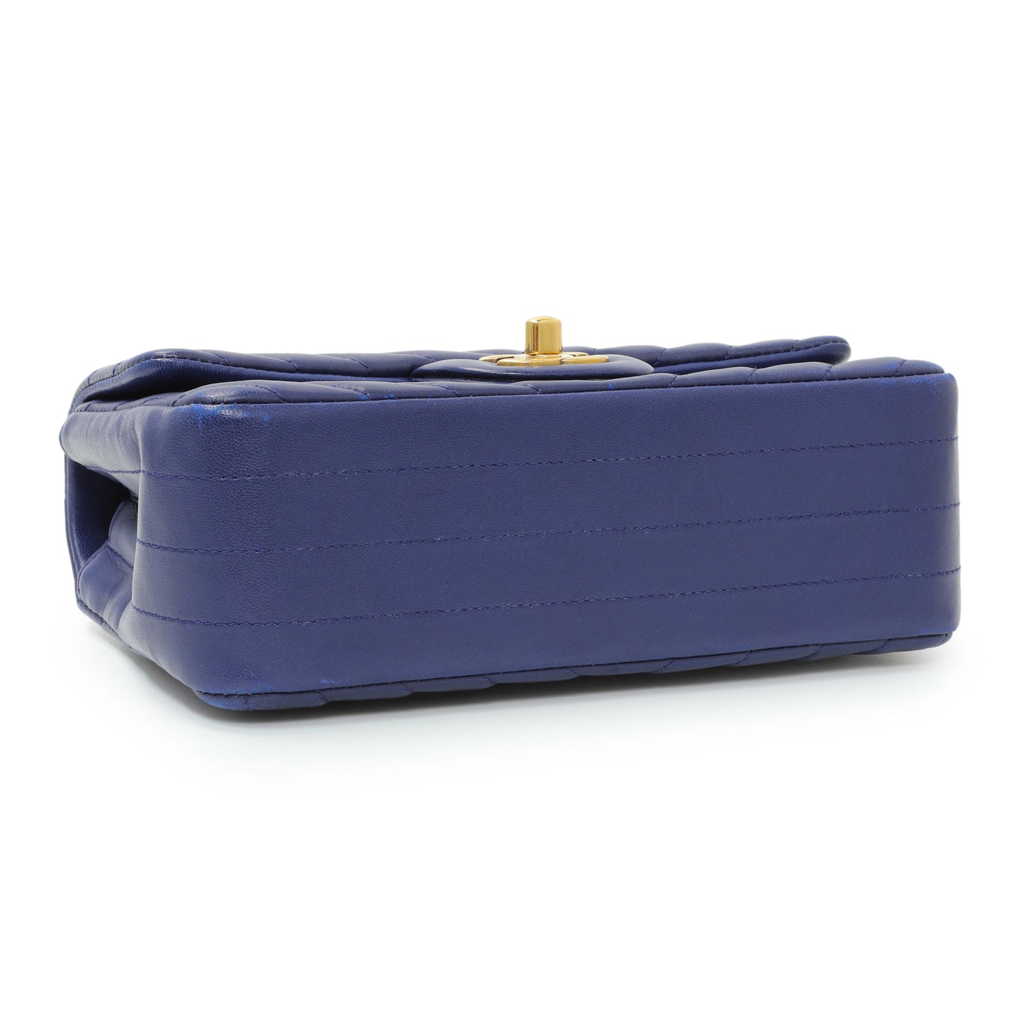 Exclusive Chanel Blue Chevron Quilted Lambskin Mini Rectangular Flap — Back View